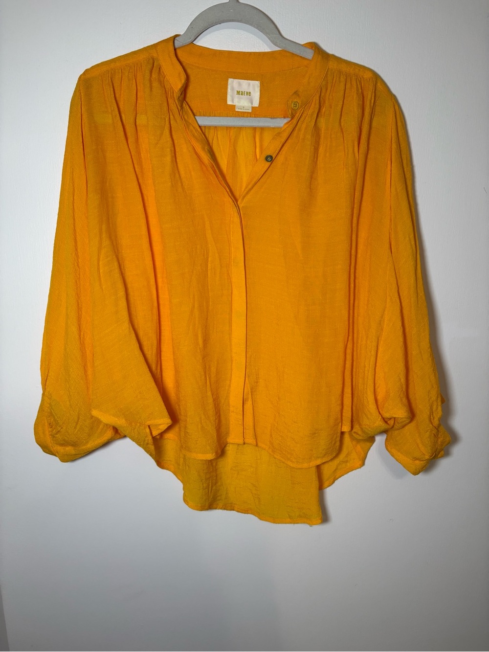 Anthropologie Maeve Bryn Batwing Blouse Button Down
SZ Small Gold Orange Yellow - Picture 4 of 10